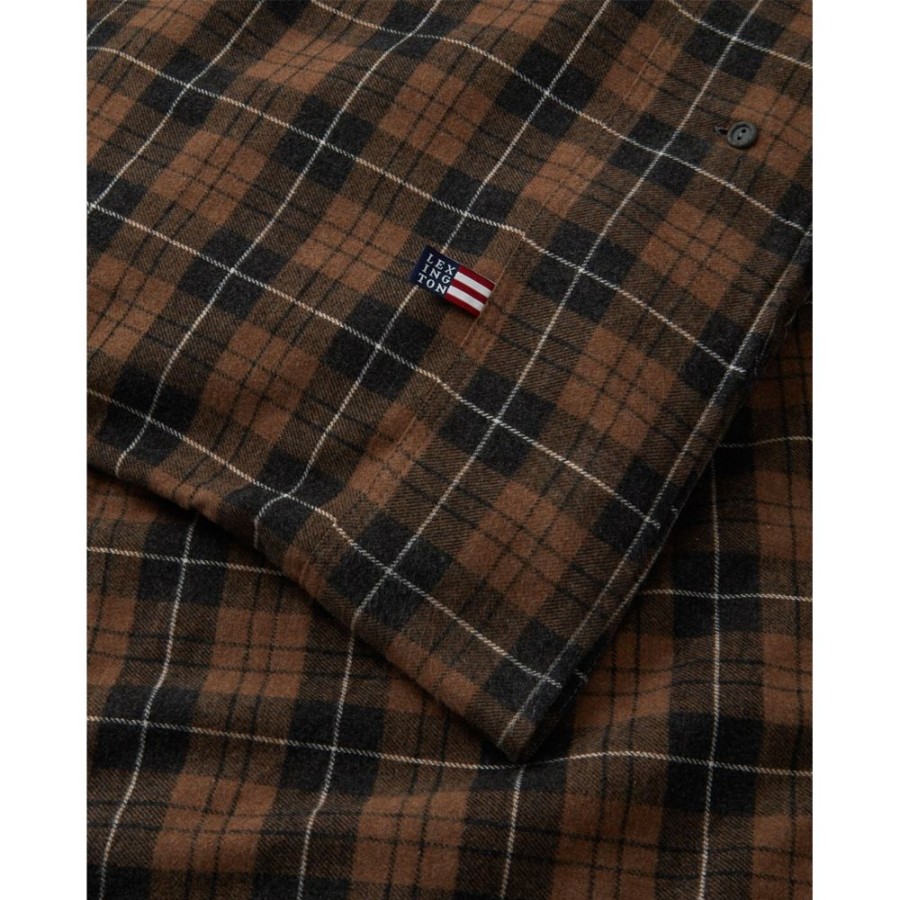 Textil Lexington Paslakan | Brown/Dk Gray Checked Cotton Flannel Duvet Cover