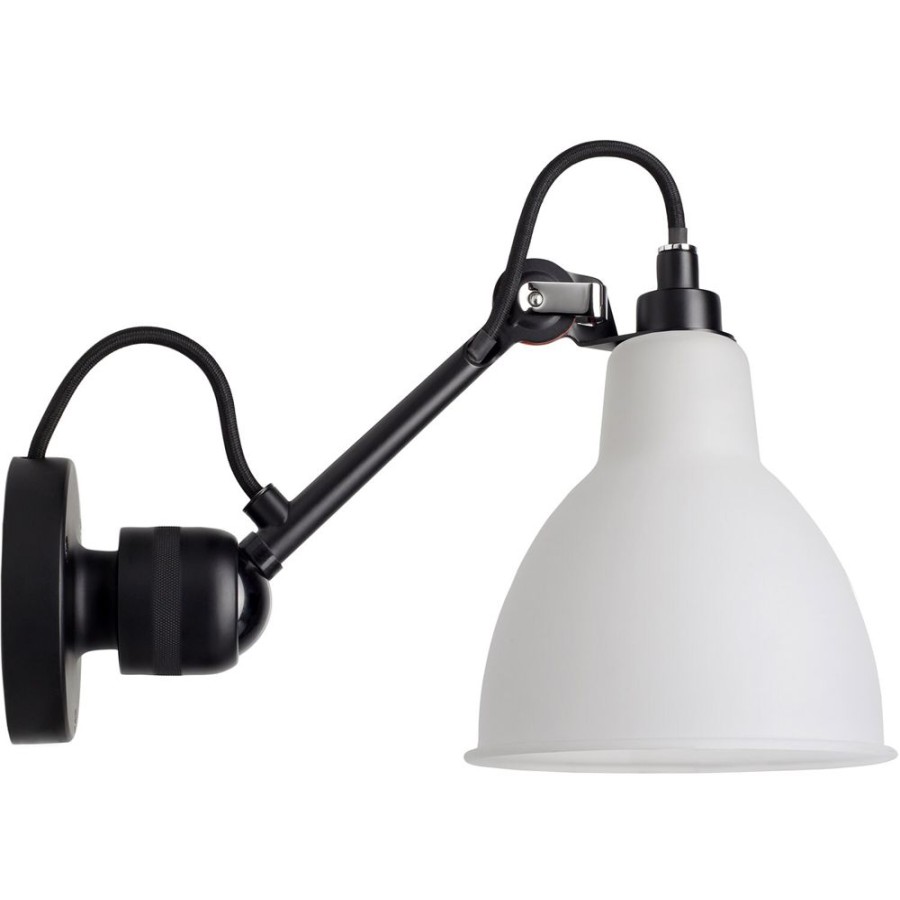 Belysning DCWéditions Vagglampor | La Lampe Gras N°304 Vagglampa Med Strombrytare, Svart / Frostat Glas