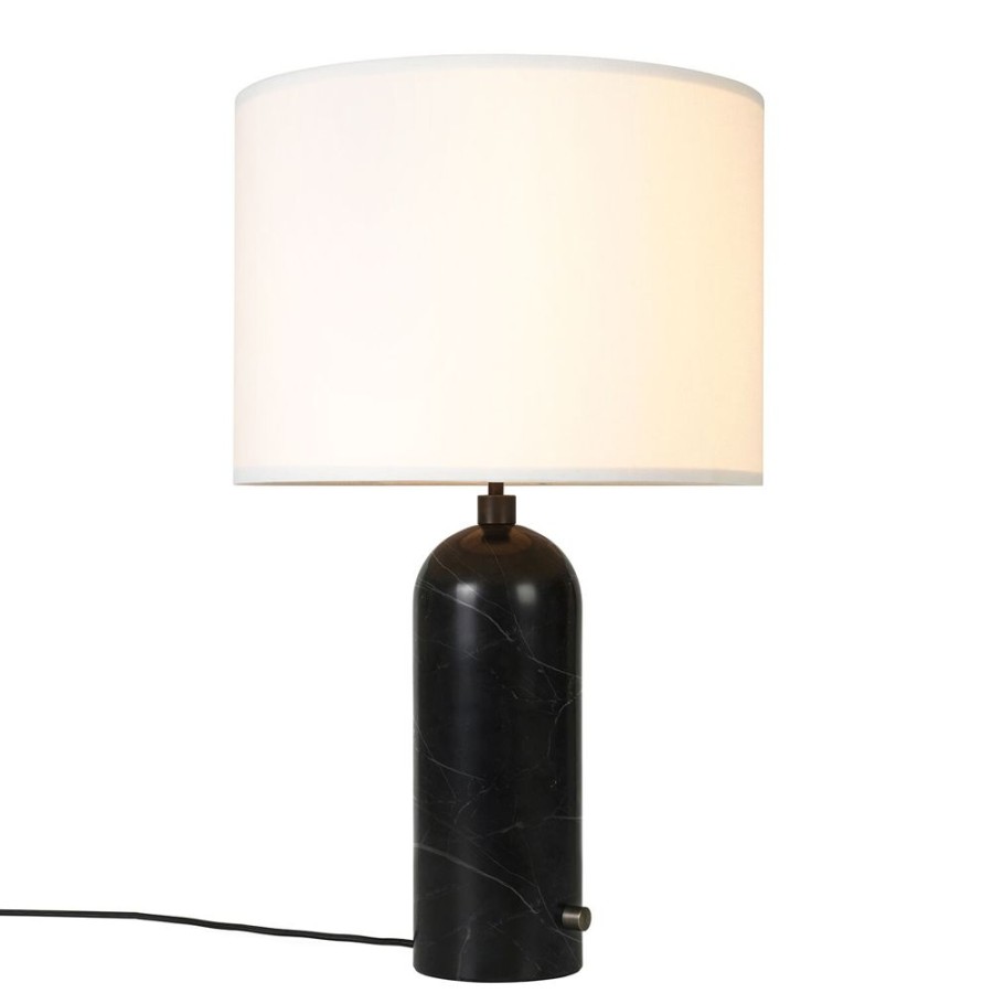 Belysning GUBI Bordslampor | Gravity Bordslampa Stor, Svart Marmor / Canvas