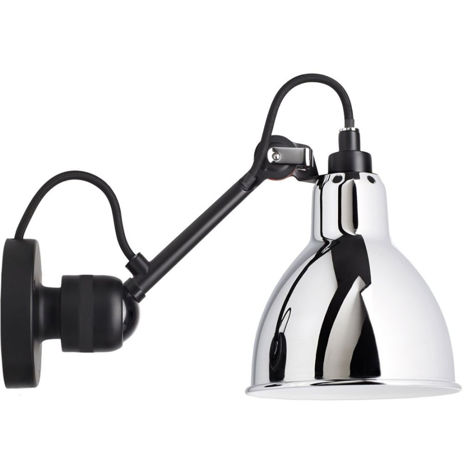 Belysning DCWéditions Vagglampor | La Lampe Gras N°304 Vagglampa Med Sladd, Svart / Krom