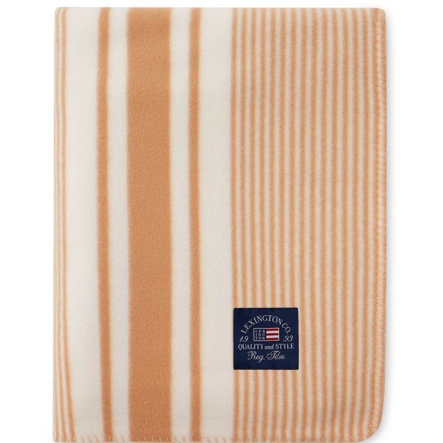 Textil Lexington Pladar & Filtar | Striped Recycled Polyester Fleece Plad 130X170 Cm, Beige / Vit