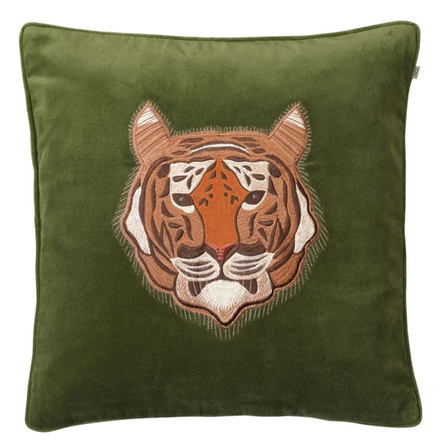 Textil Chhatwal & Jonsson Prydnadskuddar & Kuddfodral | Embroidered Tiger Velvet Kuddfodral 50X50 Cm