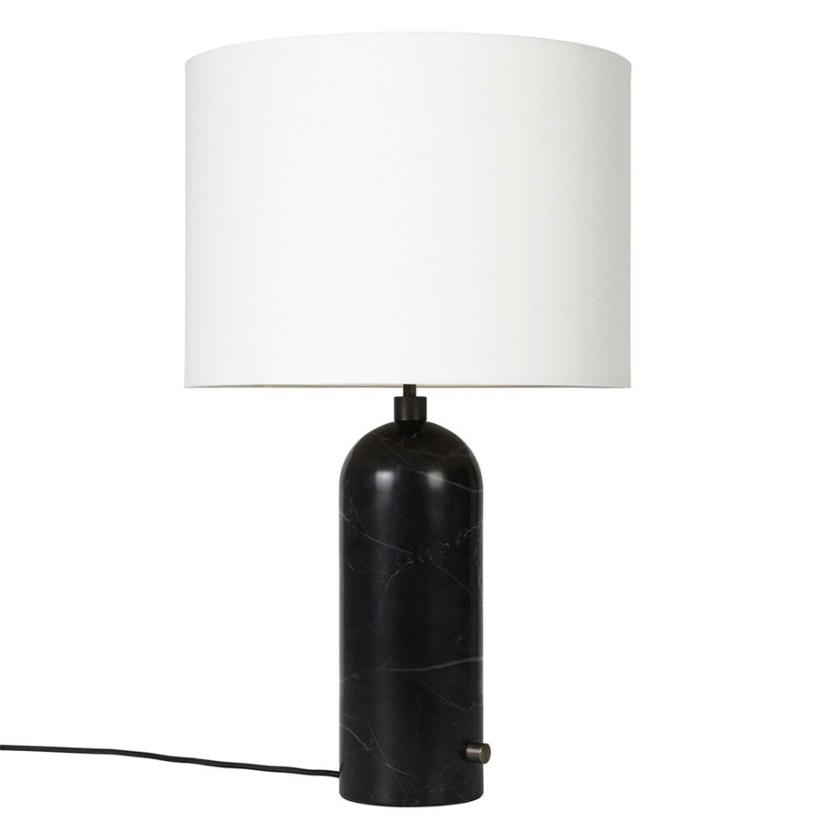 Belysning GUBI Bordslampor | Gravity Bordslampa Stor, Svart Marmor / Vit