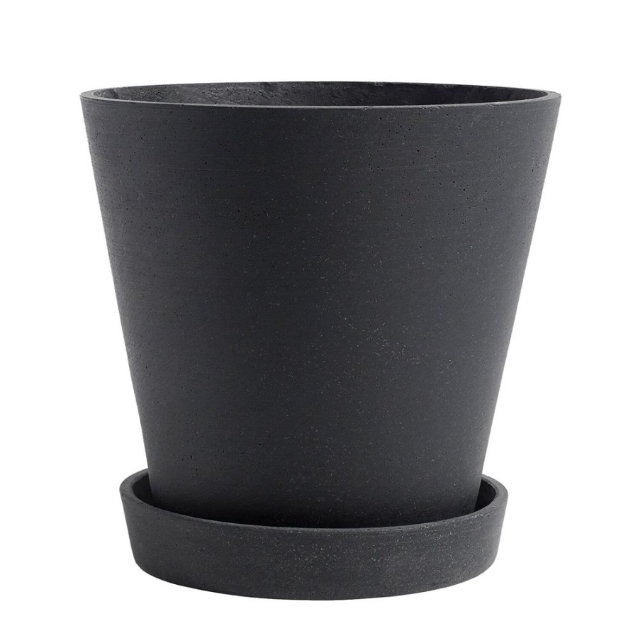 Inredning HAY Odlingslador & Utekrukor | Flowerpot Kruka Med Fat Svart, O21.5 Cm Xl