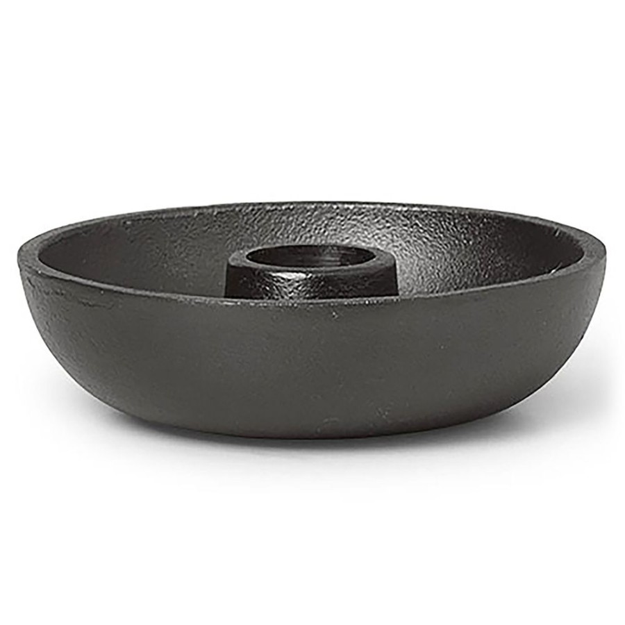 Inredning Ferm Living Ljusstakar | Bowl Single Ljusstake O10 Cm, Svart Aluminium