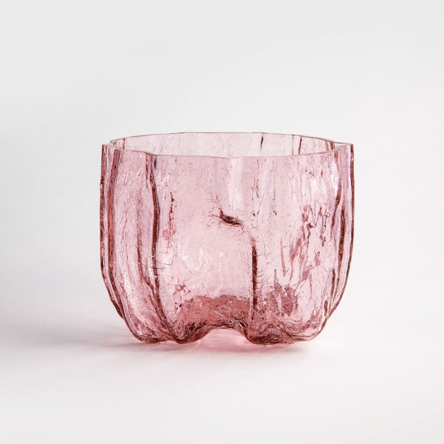 Inredning Kosta Boda Vaser | Crackle Vas 18X22 Cm, Rosa