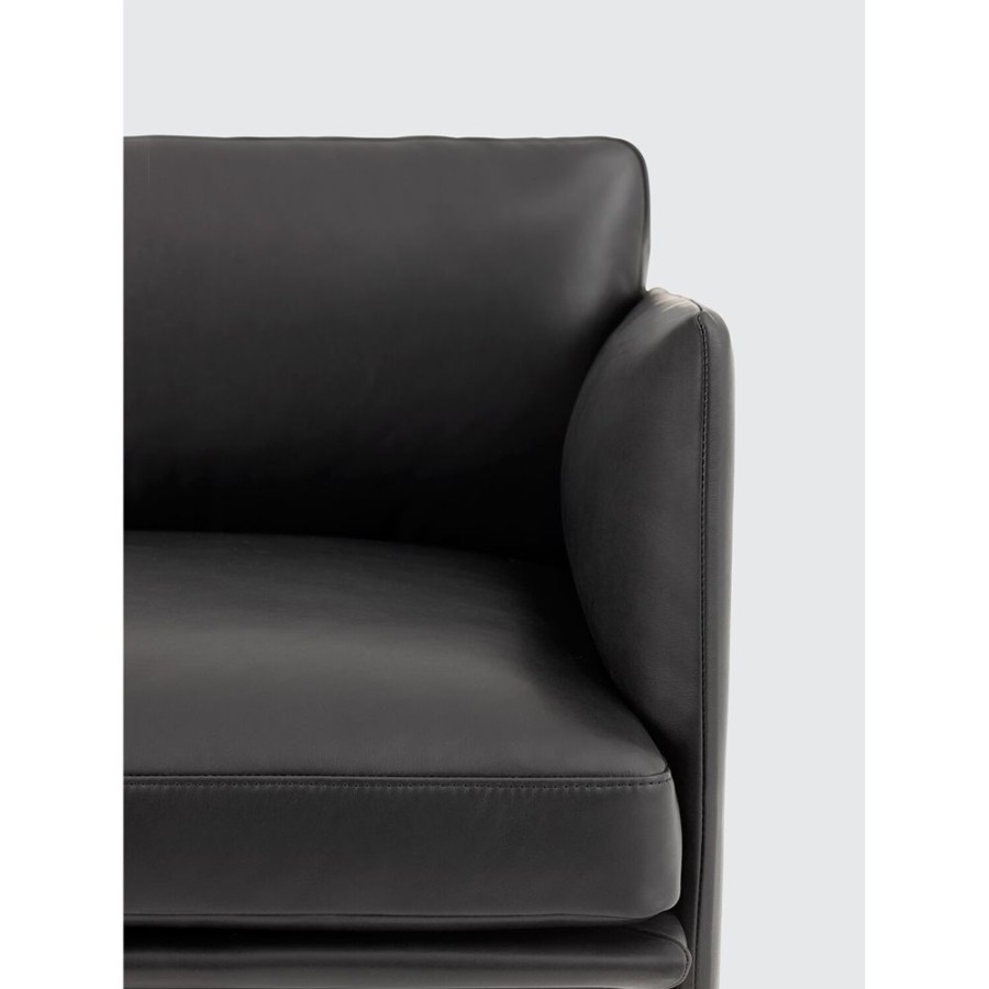 Mobler Muuto 3-Sitssoffor | Outline Soffa 3-Sits, Silk Leather Black / Svart Aluminium