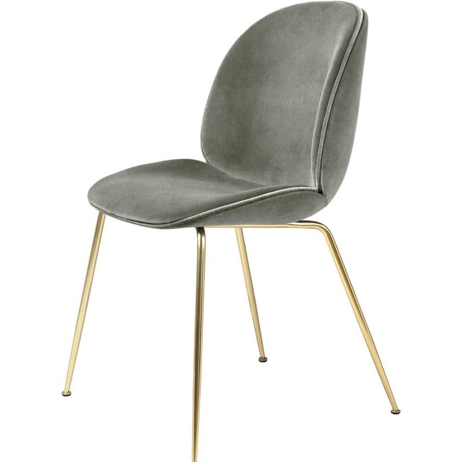 Mobler GUBI Matstolar | Beetle Stol Kladd Brass Base/ Eros, Pastel Green