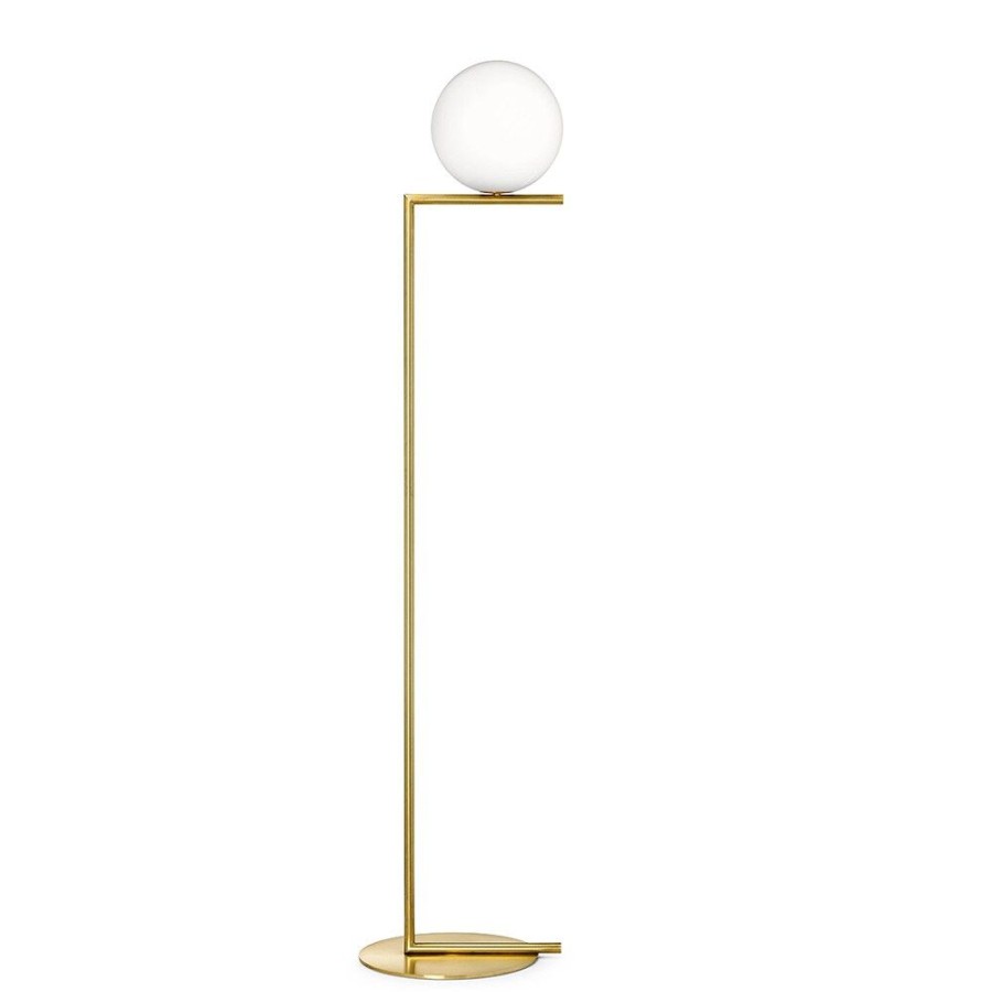 Belysning Flos Golvlampor | Ic Lights F1 Golvlampa, Brushed Brass