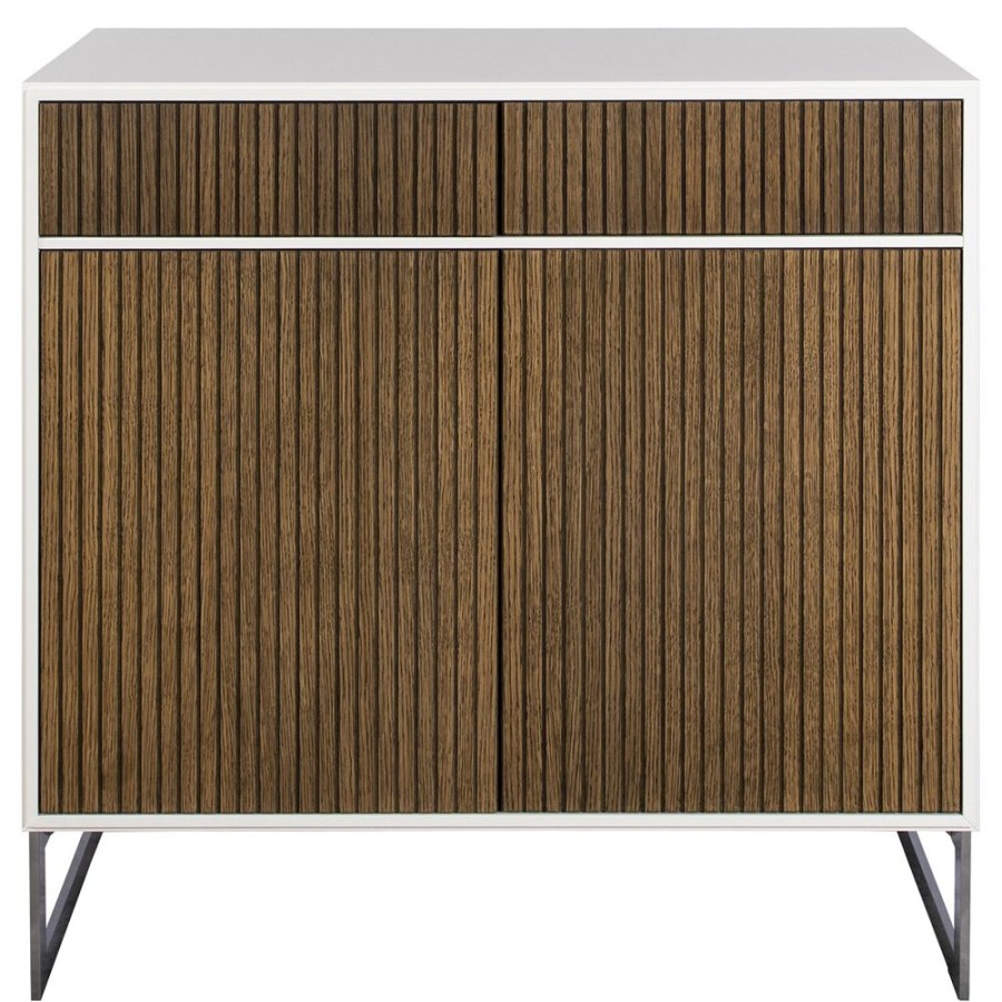 Mobler Englesson Sideboards | Line Burned Walnut Skank, Vit/Krom